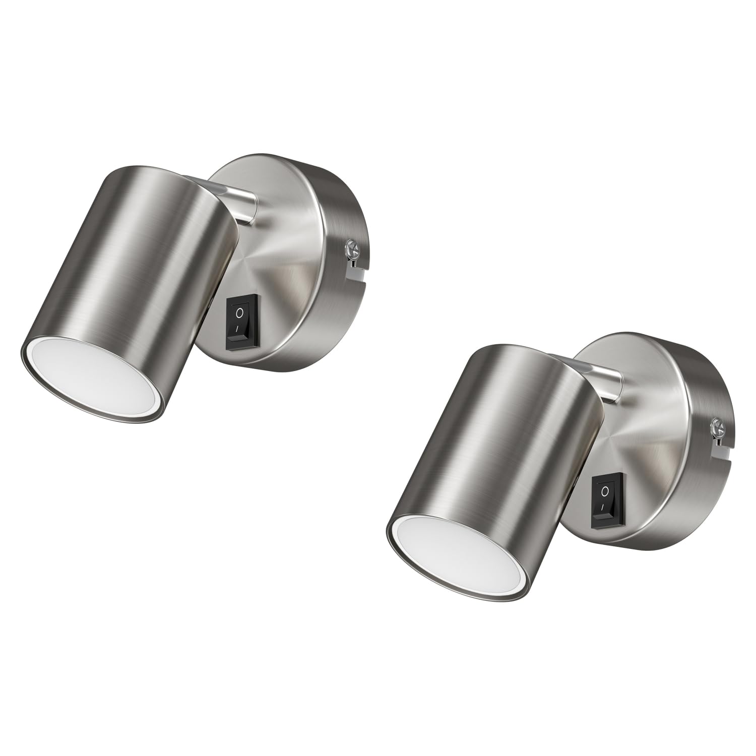 ledscom.de 2x Spot mural WAIKA Interrupteur chrome mat Lampe LED blanche 3 niveaux de gradation 609lm
