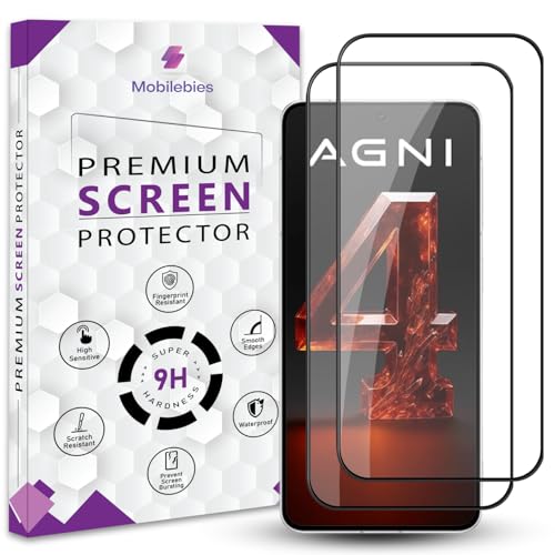 Image of Premium Tempered Glass Screen Protector Guard For Lava Agni 4 5G (6.67 Inch, Pack of 2) | Edge to Edge Coverage With Easy to installation kit & Guide