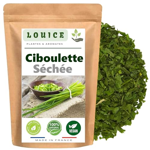 Ciboulette Séchée 100g – Herbe Aromatique 100% Naturelle – Goût Frais et Délicat – Idéale pour Salades, Œufs & Sauces – Alternative à la Ciboulette Fraîche – Sachet Refermable – Marque LOUICE