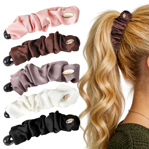 5 Stück Banana Clip Haarklammer Mädchen Falten Bananenspange Haare Bananen Damen Haarspange Strong Hold Banana Clips für Damen Und Mädchen Updos Bun Ponytail Langes Lockiges Glattes Haar