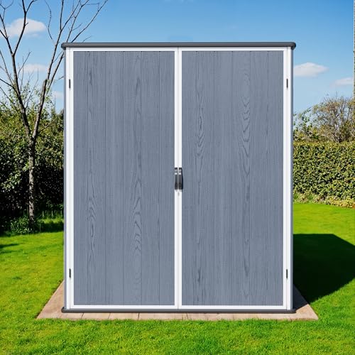 Image of Greesum 5x3FT Plastic Outdoor Storage Shed with Floor, Dark Gray