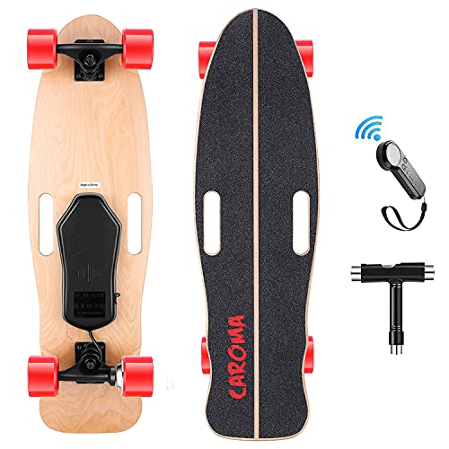 Electric Skateboard,32 Inch Complete Skateboard 8 Layer Maple Deck,E-Skateboard with Remote,350W Max 12.4 MPH, Adjustable Speed and Braking Cruiser Skateboards for Adults,Teens (Red)