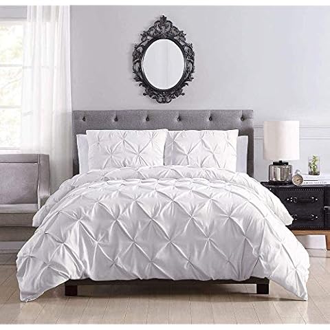 Ropa De Cama | Duvet Cover Set 3 Pieces | Pleat Bedding Duvet Cover with Zipper Closure | Pintuck Quilt Duvet Cover | King Size 220x230 cm Cover