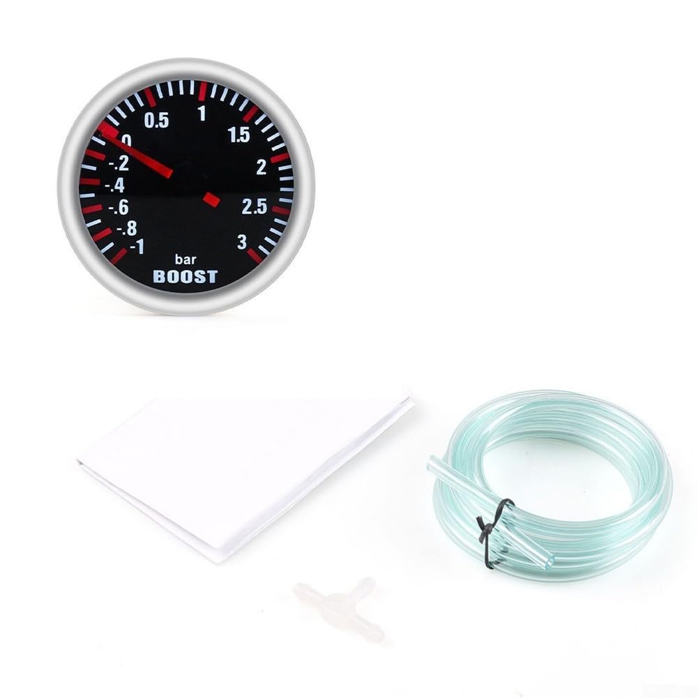 Jauge de turbocompresseur 12 V 52 mm mécanique Turbo Boost Gauge 3 bars avec rétroéclairage blanc pour voiture Modification et surveillance de la pression de suralimentation