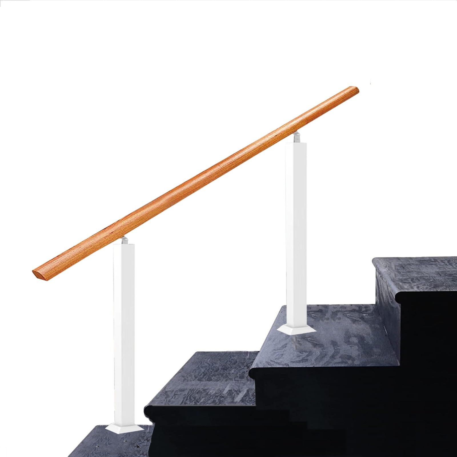 Gyeqxkt Girls Bianco Outdoor Handrail For 1 3 Steps Wrought Iron And Wooden Stair Railing For Concrete And Porch Steps ( 85Cm X 150Cm)