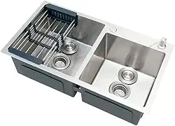 Pingoo.casa, Cuba Dupla Gourmet para Cozinha Aço Inox 304 78x43cm Awá - Prata