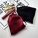 MAXFEEL 100% silk travel bags&gift bags with drawstring Jewelry pouch small silk gift bags solid dyed muticolor (Black)