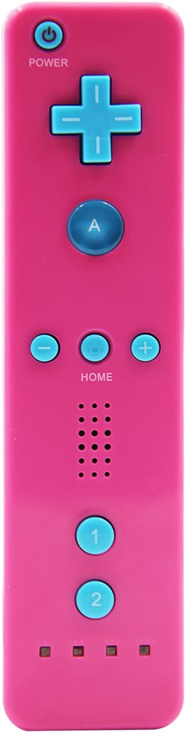 MOLICUI Wii Remote Controller,Wireless Remote Gamepad Controller for Nintend Wii and Wii U,with Silicone Case and Wrist Strap(No Motion Plus),Pink with Blue Back