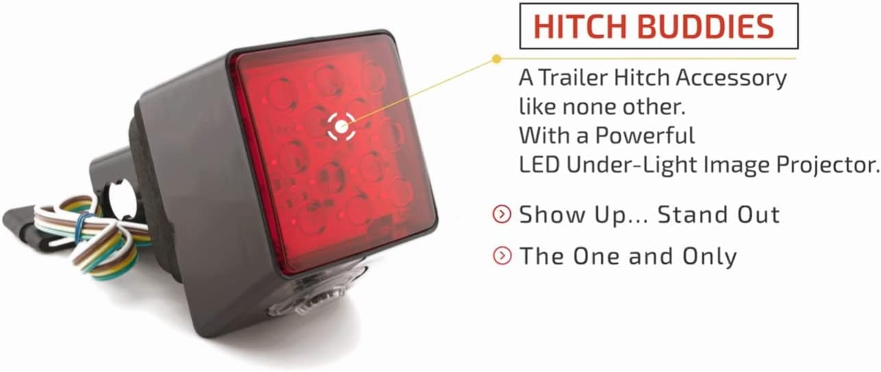 2-Inch Ford Compatible Trailer Hitch Cover with LED Projector Puddle Light/Running Light - a Unique Tow Hitch Cover for Trucks, (FRD-1)