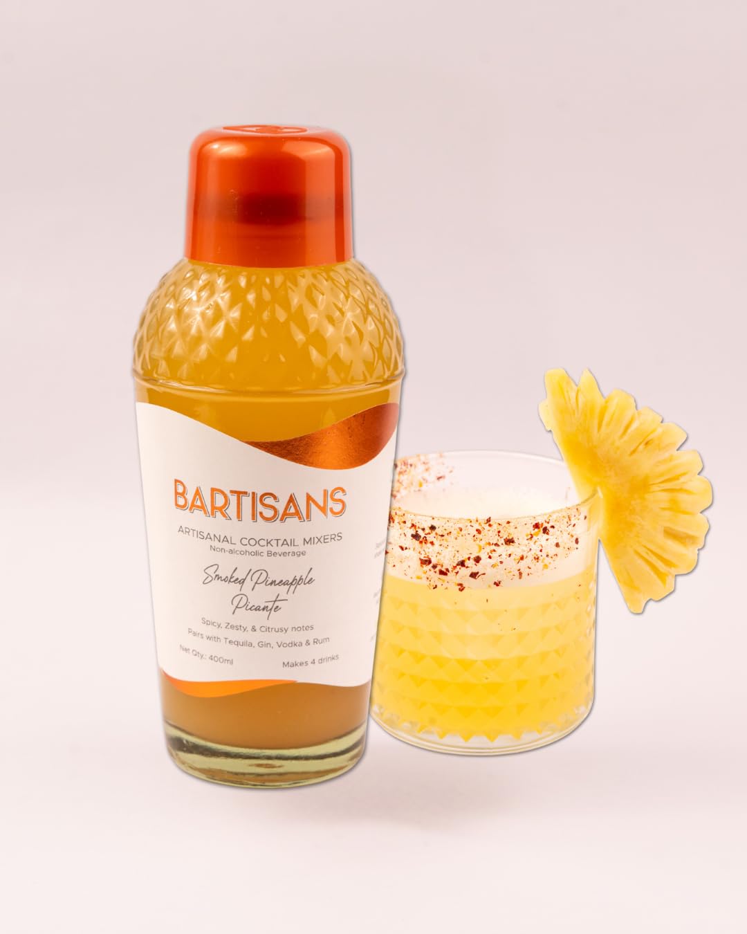 Bartisans Smoked Pineapple Picante Cocktail Mixer | Made with Real Ingredients, Handcrafted | 400ml, Makes 4 Drinks | for Tequila, Vodka & Rum Cocktails-image-27