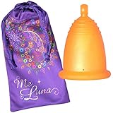 ドイツ製 月経カップ【メルーナ クラシック】ボール型の持ち手 MeLuna 折りたたみやすく開きやすい 一般医療機器 (Lサイズ, オレンジ)