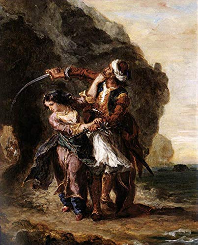 Peinture à l'huile sur toile Delacroix La Fiancée d'Abydos tableau arabe