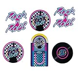 Fun Express - Rock N Roll Cardboard Cutouts (6pc) for Party - Party Decor - Wall Decor - Cutouts - 6 Pieces