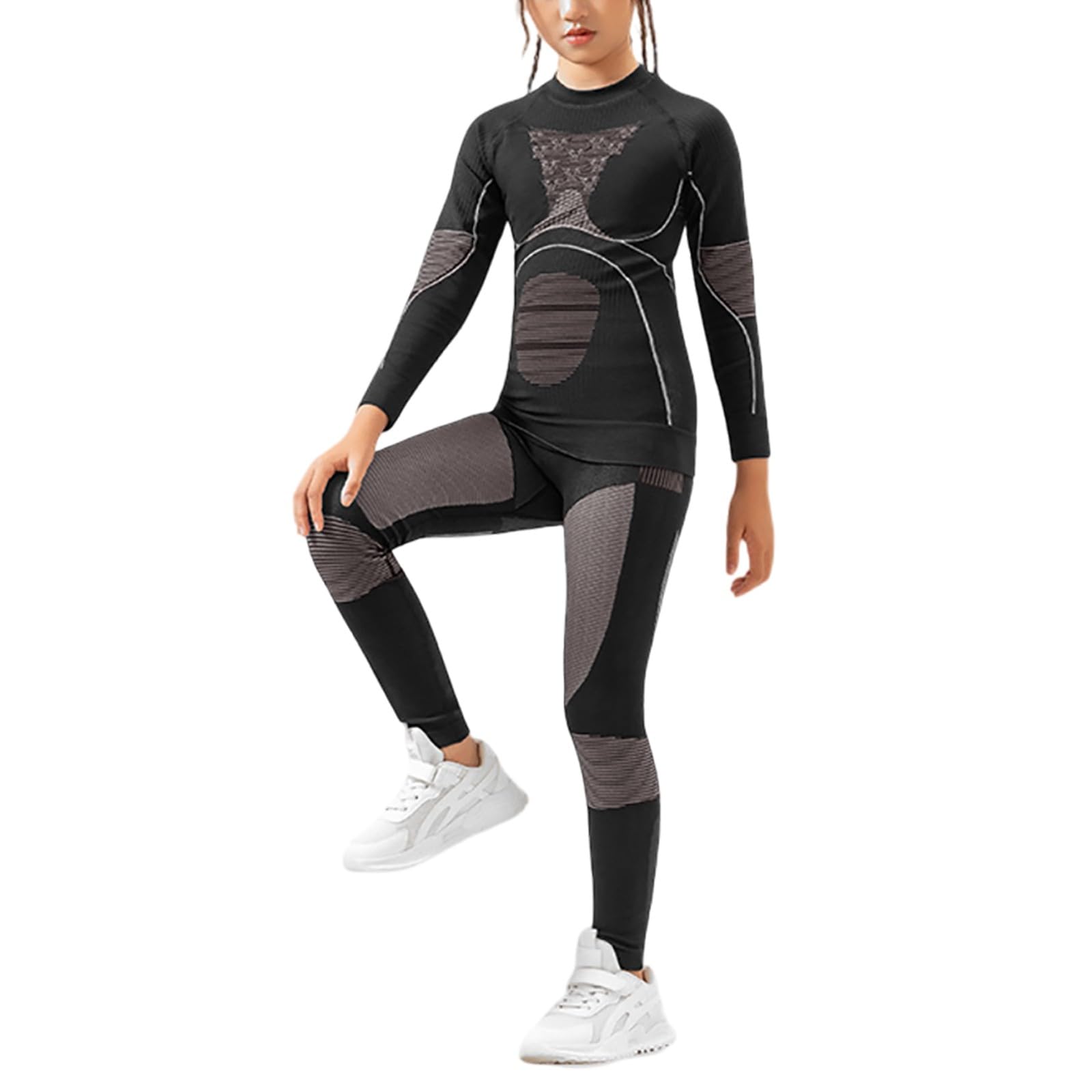 Sous-vêtements thermiques pour enfant - Sous-vêtements fonctionnels pour garçon et fille - Avec polaire - Pour l'hiver - Respirant - Ensemble chaud et doux - Sous-vêtements thermiques pour enfants