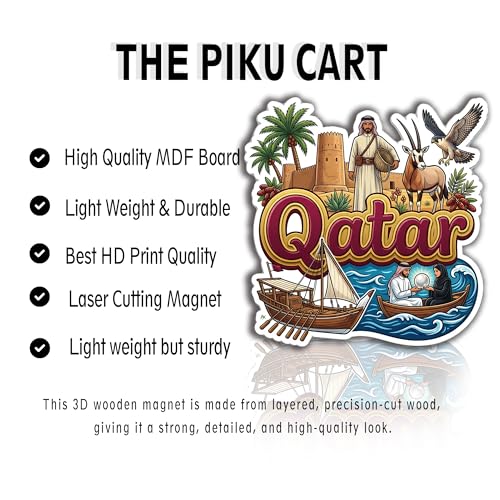 Image of Qatar Fridge Magnet - Premium Engineered Wood, Glossy Finish, HD Print, Precision Laser-Cut Travel Souvenir Gift, Durable Decorative Refrigerator Magnet
