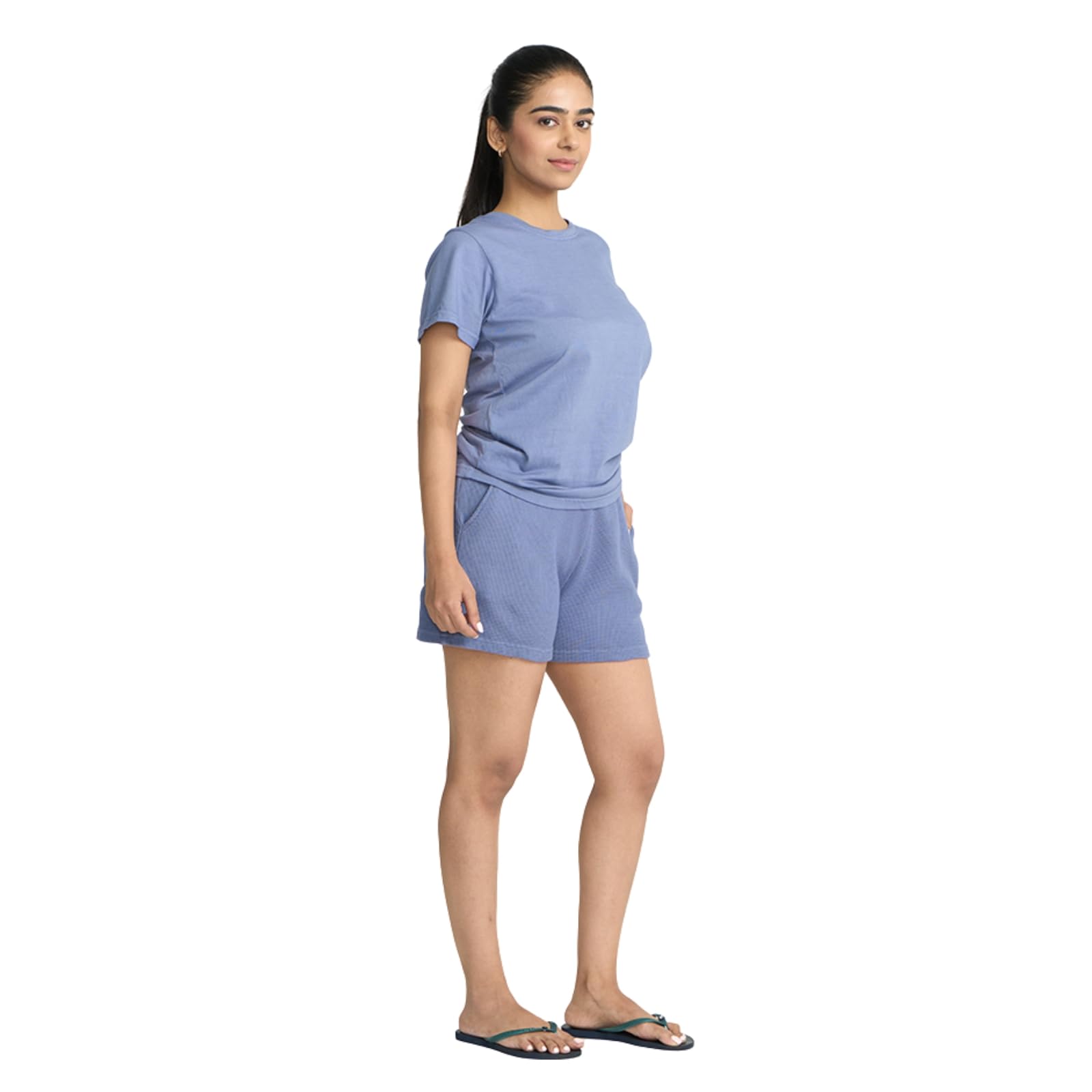 Soft Lounge Womens Shorts (Waffle) | Lightweight Cotton Lounge Shorts with Elastic Waist & Pockets | Comfortable Casual Wear |-image-35