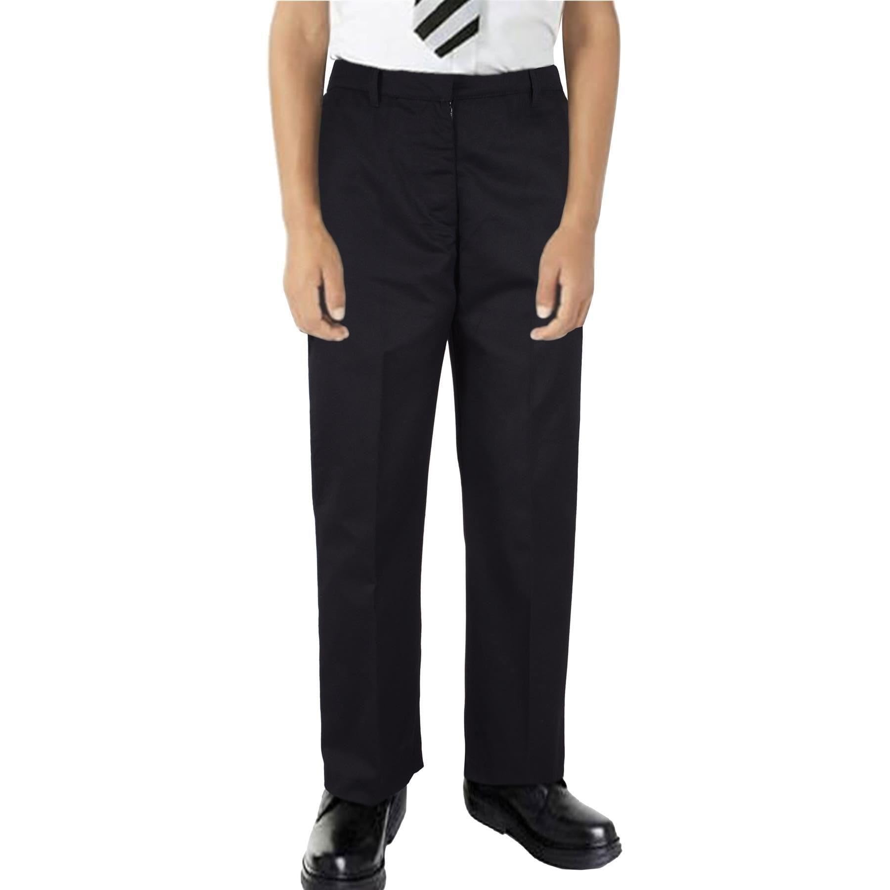 A2z 4 Kids Boys Jet Black Plain School Uniform Pants Pull Up Regular - Uf Pant 781 13-14