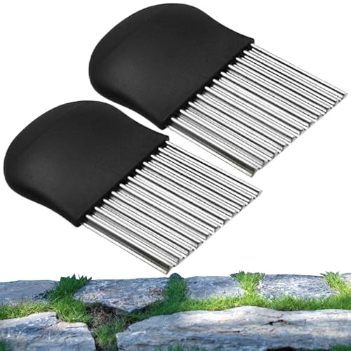 Hogvinnatil Herramienta para el maleza, cepillo transparente para malas hierbas, juego de herramientas manuales de 2 | Grieta de acero inoxidable para malas hierbas - Pincel para limpiar adoquines