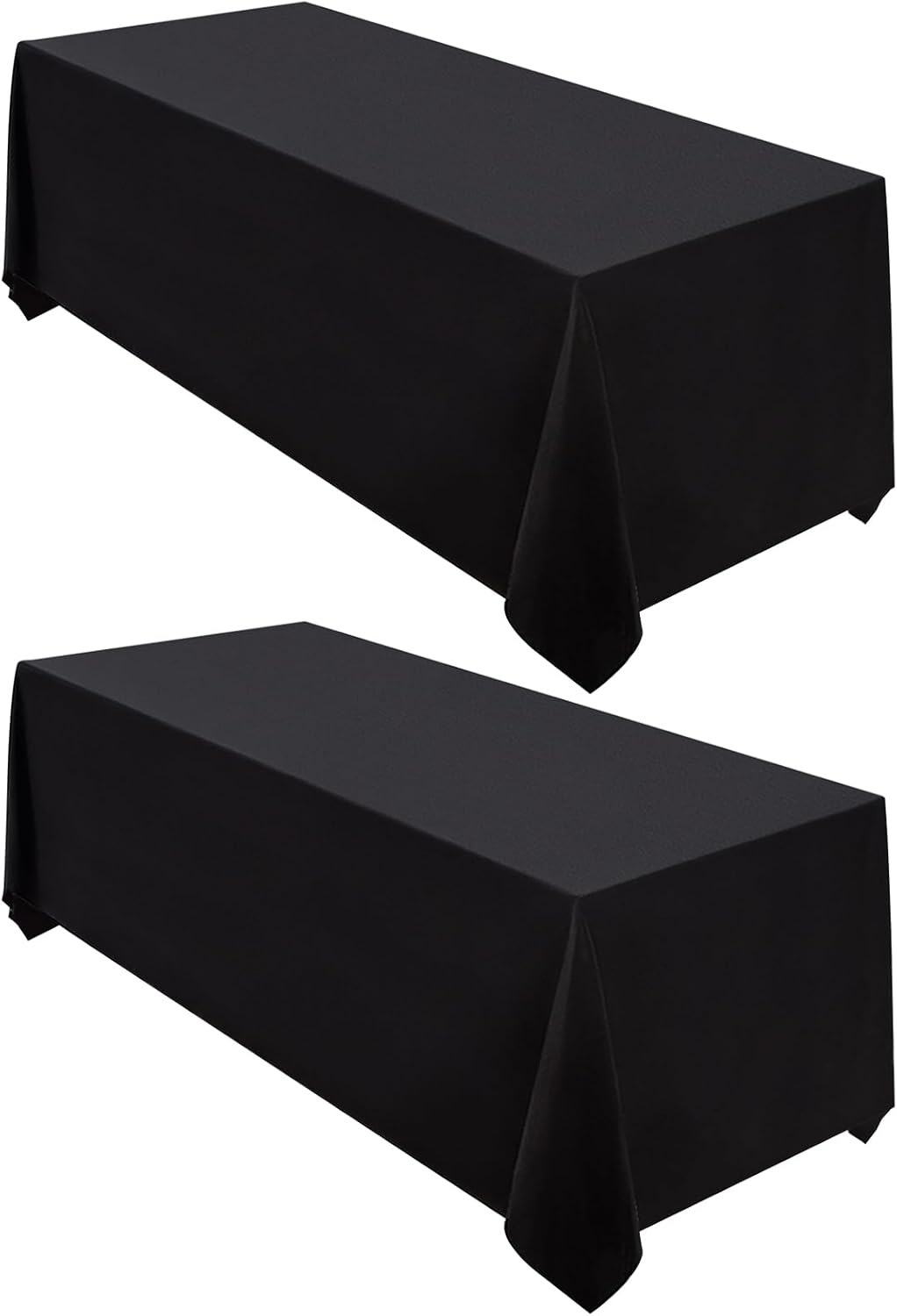 surmente 2 pack black tablecloth 90 x 132-inch rectangular polyester table cloth for weddings, banquets, or restaurants 90x132 in, 2 pack black