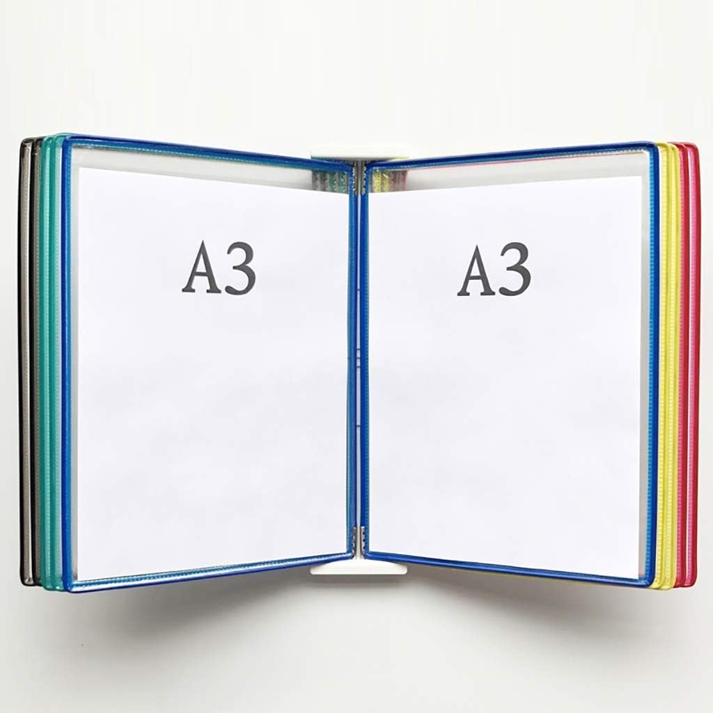Wall Organiser Board,Catalog Display Rack, Wall Mounted A3 Poster Flip Book Display,Wall-Mounted Loose-Leaf Transparent Page Display Stand 45×33×10CM,C