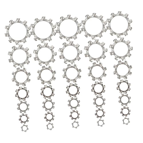 Unomor Practical External Tooth Washers 280 Pcs Set Stainless Lock Washers Serrated Star Lock Secure Fit