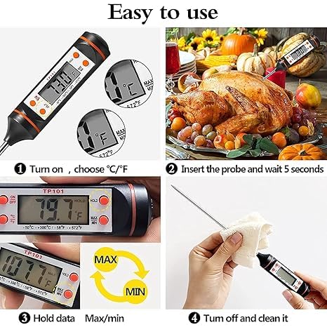 Image of Dr. Care Stainless Steel Digital LCD Cooking Food Meat Probe Kitchen BBQ Thermometer Temperature Test Pen| Instant Read, Pack Of 1