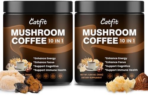 Catfit Instant Mushroom Coffee Powder- 2 Pack, 5.64 Ounce