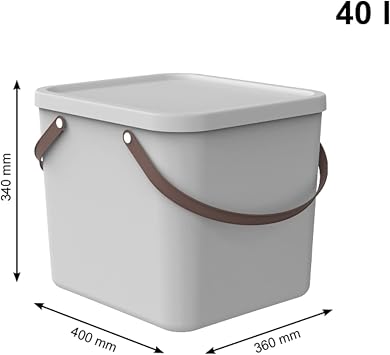 Rotho Albula Storage box 40l with lid, 40l (40.0 x 40.0 x 34.0 cm), White