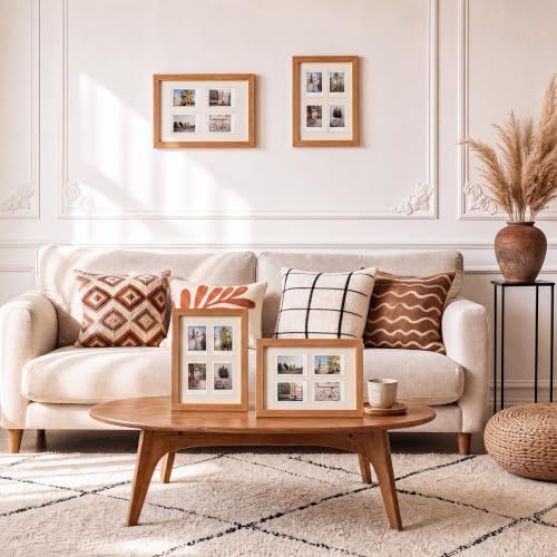Image of Namalu 2 Pcs 2 x 3 Multi Pictures Collage Frame Wall Decor with 4 Openings Wood Mini Film Photo Wall Frames for Display Wedding Decoration, 9.8 x 7.9 Inches