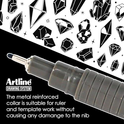 Image of Artline Drawing System Pen Pack of 6 | Black Colour - 0.1mm, 0.2mm, 0.3mm, 0.5mm, 0.05mm, 0.8mm Fine Tips | Technical Drawing Pens For Drafting, Illustrating & More