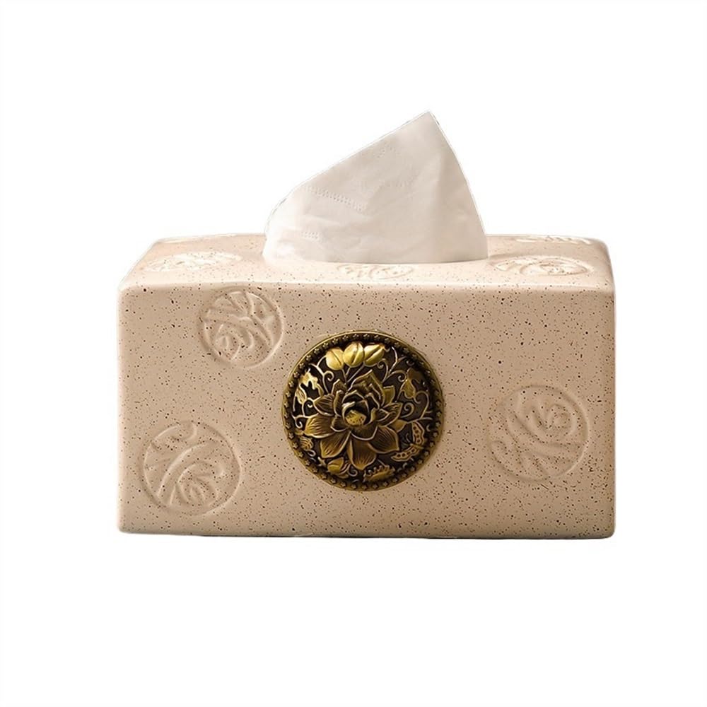 Tissue Case Light Luxury Tissue Box Ceramics Simple Facial Dispenser Holder Coffee Table for Office Dresser Bathroom Decor Tissue Dispenser