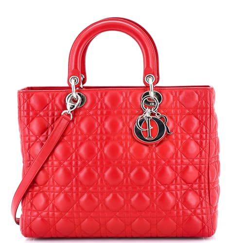 Christian Dior Vintage Lady Dior Bag Cannage Lambskin Red