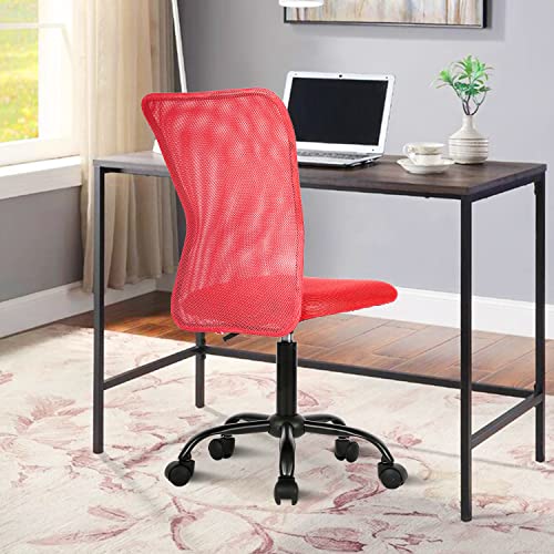 Fll Home Office Chair Executive Office Chair Height Adjustable Armless Ergonomic Desk Chair Mesh Computer Chair Mid Back With Lumbar Support (Red), 20.3 X 16.7 X 40.2 Inches #TOP6