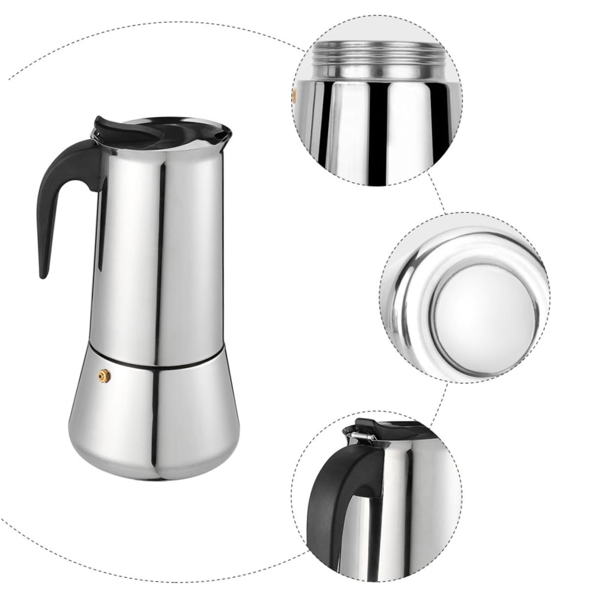 Cafetera Espresso de 300ml en Acero Inoxidable, Plata
