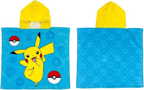 Franco Pokémon Anime - Toalla con capucha para niños, playa, piscina, baño, campamento, 24 x 22 pulgadas, cubierta de algodón absorbente (producto