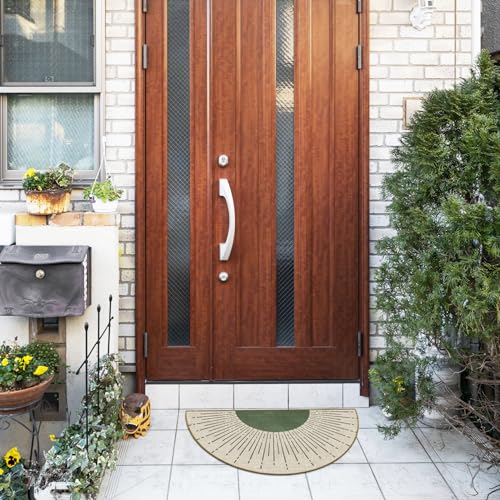 Mingnei Boho Sun Linen Doormat Door Mat for Home Kitchen Entrance, Bohemian Green Door Mat, Sun Sunshine Sunburst Sunshine Mats for House Front Outdoor Outside Entryway Rug 15.5 x 27 inch Welcome Mat - Image 6