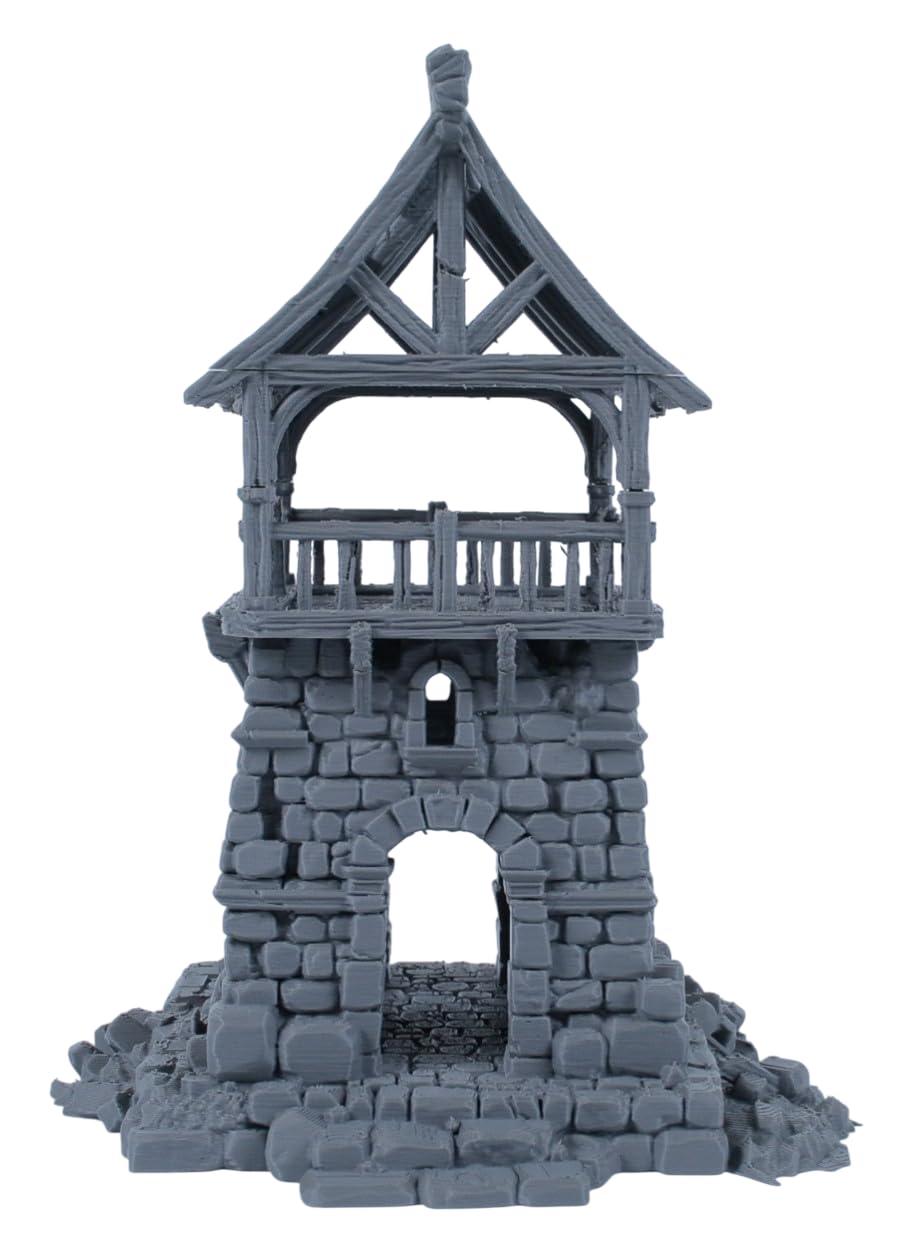 Torre di guardia rovinata – kit di rovine di pietra medievale grigia (fai da te) per dungeon e dragon, pathfinder e wargaming