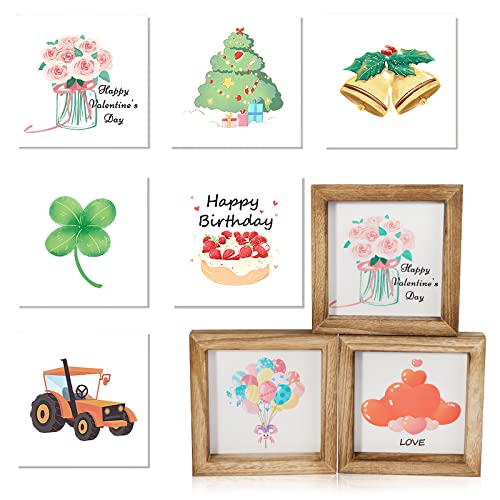 Marco de Fotos 3D, 3 pIezas Deep Box Frame con 9 Fotos del Patrón Impreso a Doble Cara, Cuadro DE Fotos Profundo Soporte de Pantalla de Marco para Muestras de Medallas Flores Frescas (15x15 cm) Cover