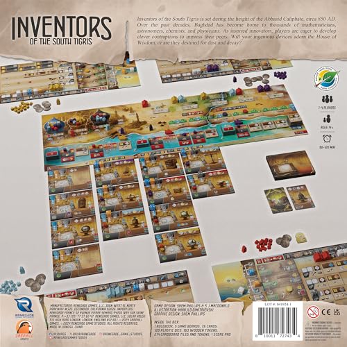 Image of Renegade Game Studios Inventors of the South Tigris Strategy Board Game | Expert Dice-Building Mechanics for 1-4 Players, Ages 14+, Resource Management, High Replayability & Solo Mode Included