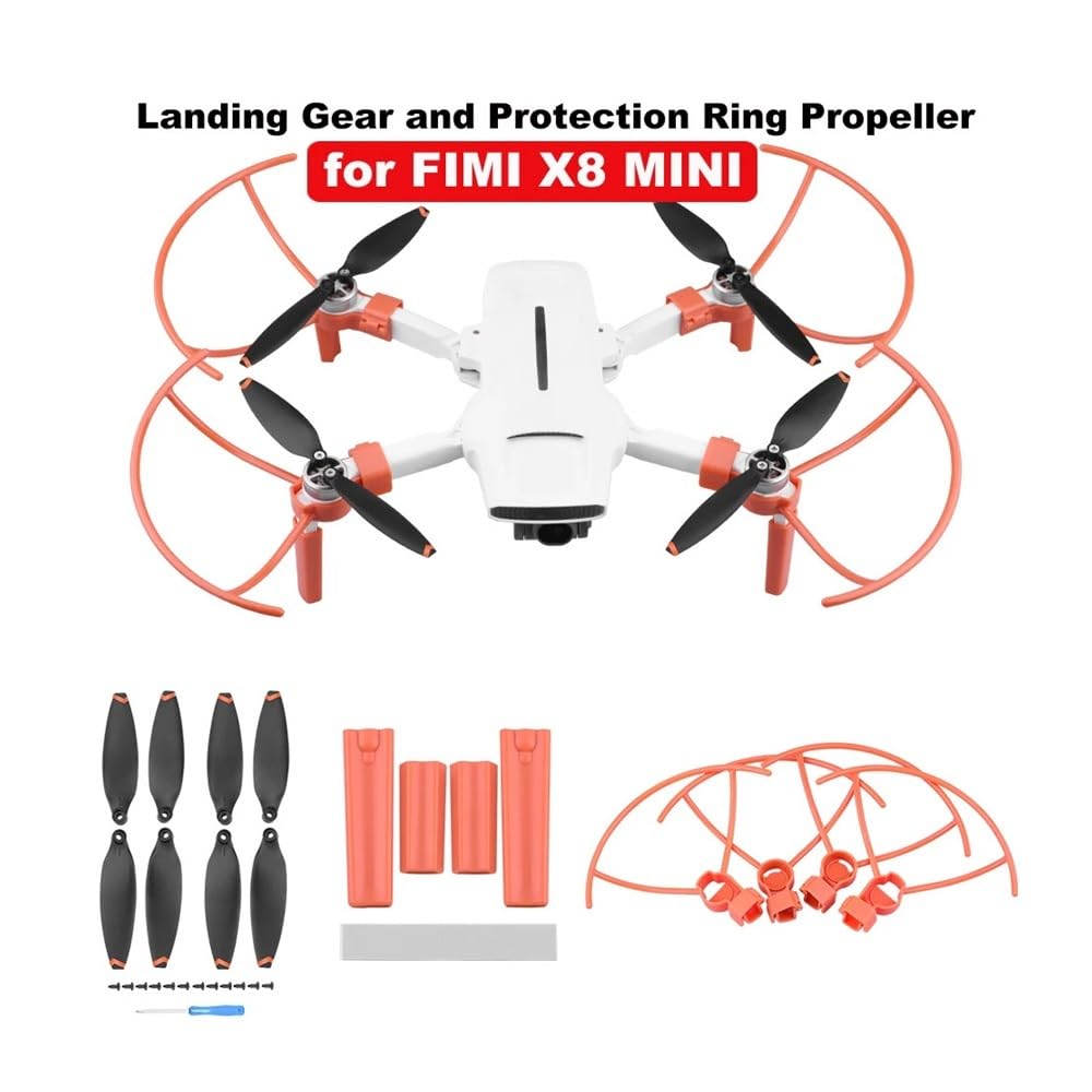 Tren de Aterrizaje for Dron FI-MI X8 Mini V2, Aumento de 2CM, Extensor de Altura, Protector de pie de Pierna Larga, Soporte, Accesorio Protector de cardán(Orange Set B)