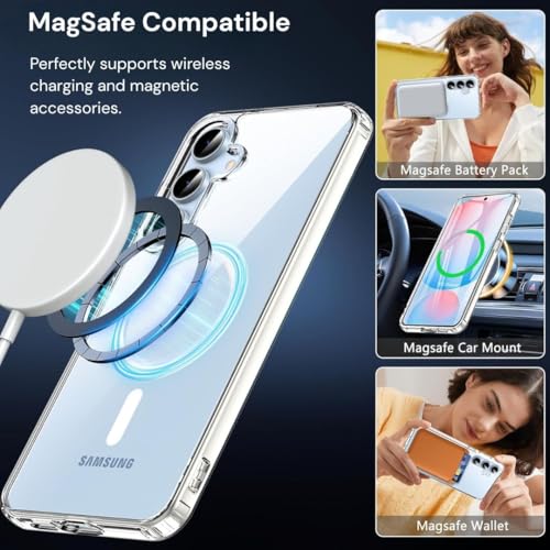 Image of ShieldTech TPU Back Cover + Tempered Glass for Samsung Galaxy S24 FE 5G | Transparent Magnetic Case with Shockproof Corners | Crystal Clear Design | Edge-to-Edge Screen Protector | Scratch Resistant