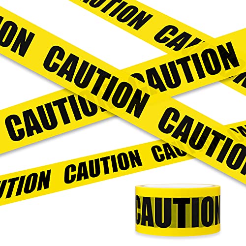 Daucin CAUTION Tape, Yellow Warning Tape Self-adhesive Barricade Safety Tapes with Bold Black Font Text, Maximum Readability for Halloween Decorations Workplace Danger Areas - 25 M x 4.8 CM