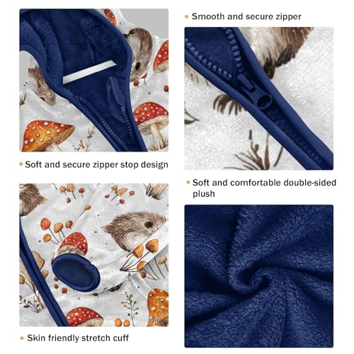 Mushrooms and Hedgehogs Girls Fleece Jacket Girls Fall Jacket Boys Coats Zip Up Hoodie Children Sherpa Warm Outerwear 2-10T3