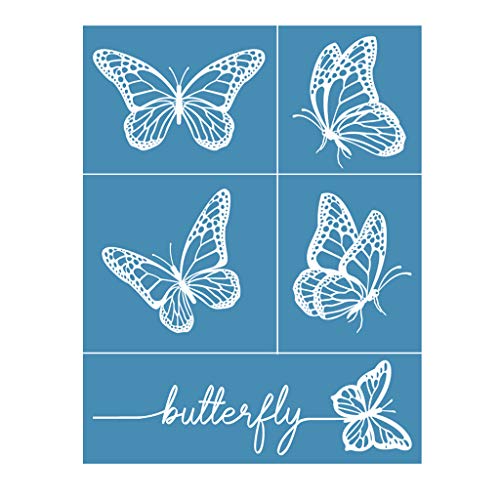 DIIOOMIEEU for Butterfly Self-Adhesive Silk Screen Printing Stencil for Painting on Wood