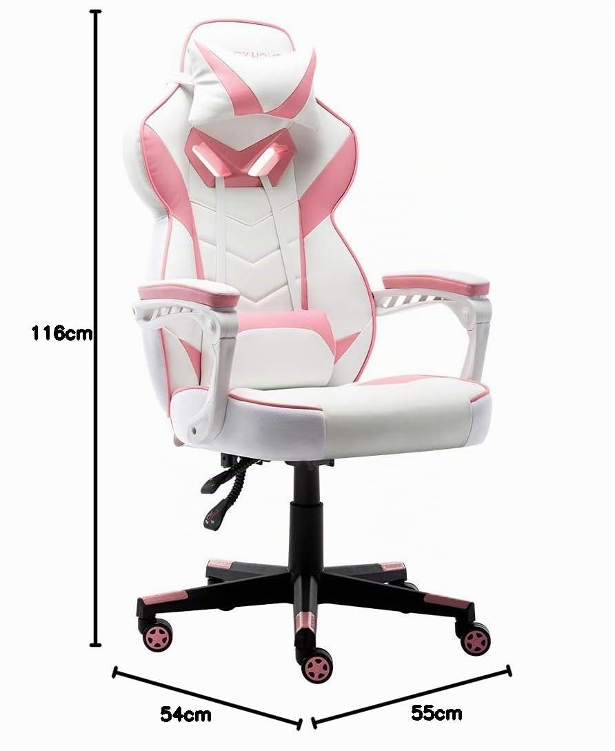 YU YUSING Chaise Gaming Massage Rose, Fauteuil de Bureau Repose-Pieds