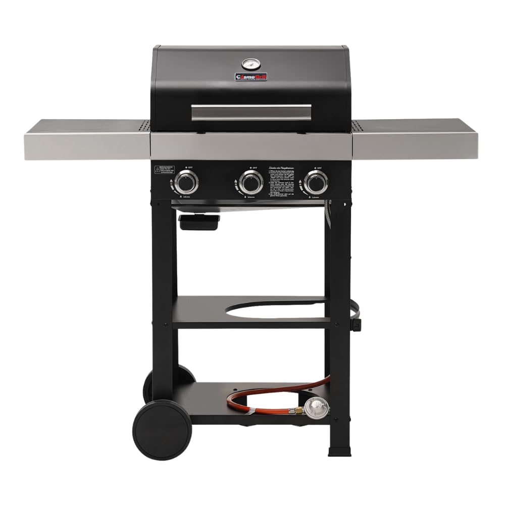 Cosmogrill 3 Burner Gas Barbecue - Premium Black Range, Outdoor Bbq Gas Grill