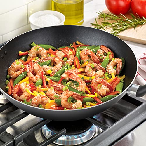 Image of T-Fal Specialty Nonstick Woks & Stir-Fry Pan 14 Inch Oven Broiler Safe 350F Cookware, Pots and Pans, Dishwasher Safe Black