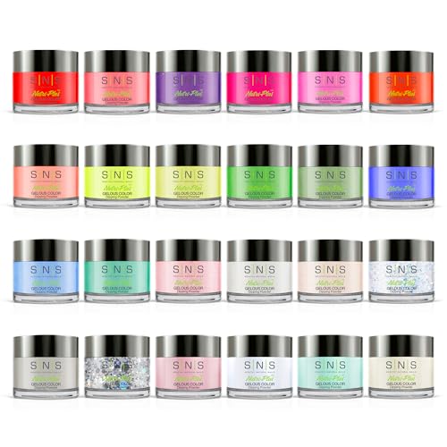 SNS Nails Dip Powder Kit, Gelous Color Dipping Powder Set - Summer Getaway Master Set 24-Piece Set - Long-Lasting Acrylic Nail Color & Polish Lasts 14 Days - Low-Odor & No UV Lamp - 1 OZ