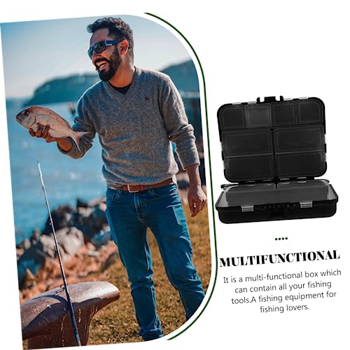 Gogogmee Fishing Tackle Box Plastic Multifunctional Accessories Storage Organiser Tackle Hook Gear Black - Image 6