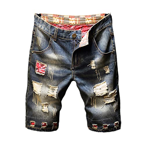 Short en jean homme plage et bermuda en coton déchiré bleu
